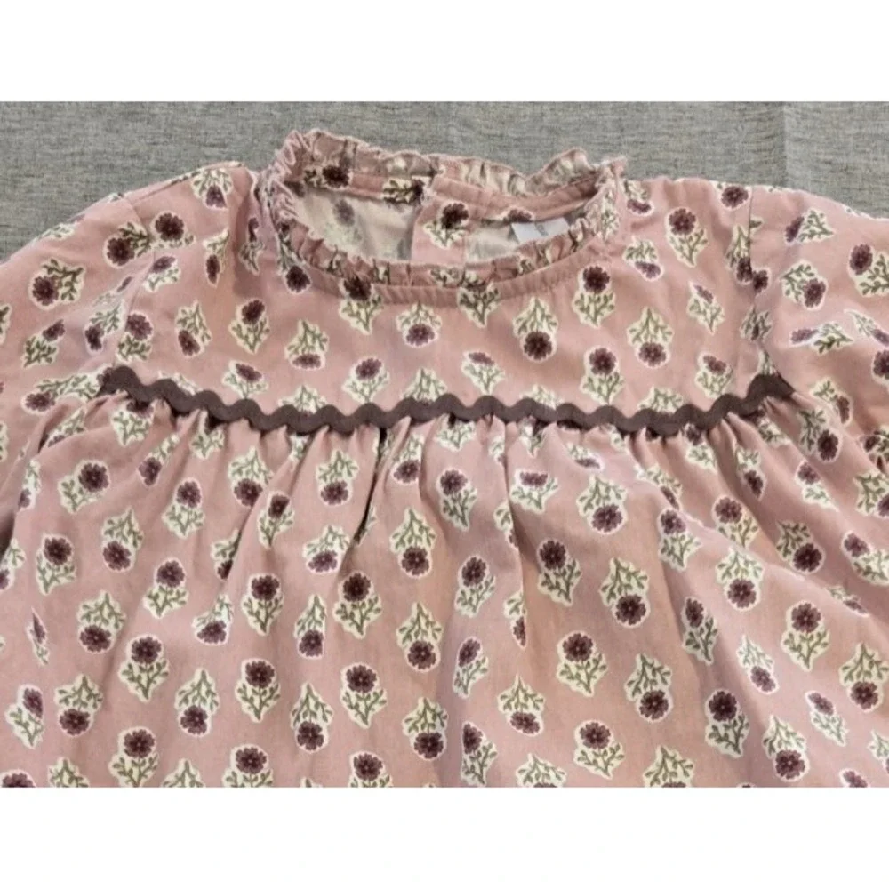 Modern Moments by Gerber 100% Cotton Girl's Dress Dusty Rose w/ Floral Design 5T